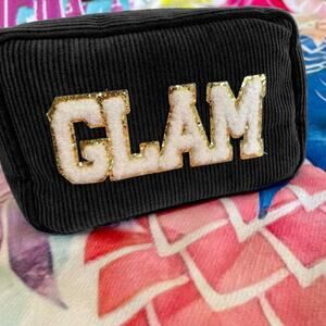 GLAM Corduroy Makeup Bags - Black